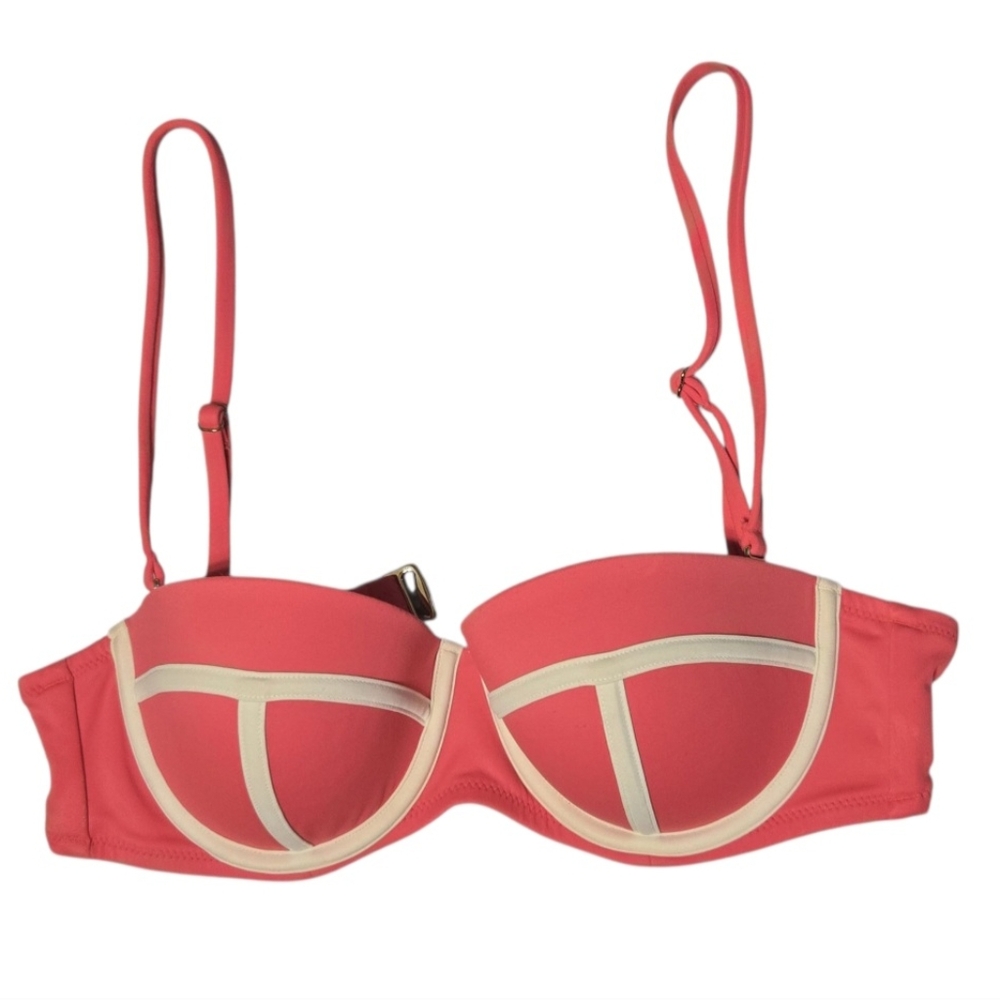 Victoria Secret Swim Bikini Top 36B Bright Pink Coral Underwire